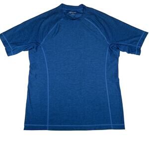 Lands' End Workout Shirt Men Small Blue Moisture Wicking Heathered Quik Dry Jog